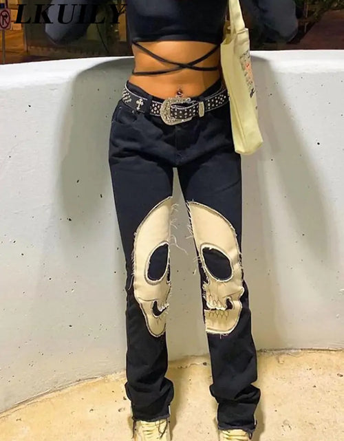 Load image into Gallery viewer, Printed Skull Jeans
